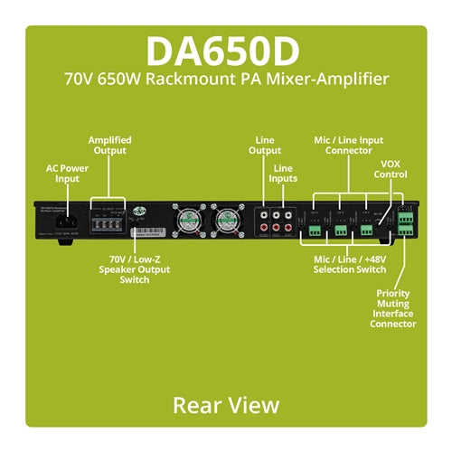 Dayton Audio DA650D Commercial Audio Amplifier